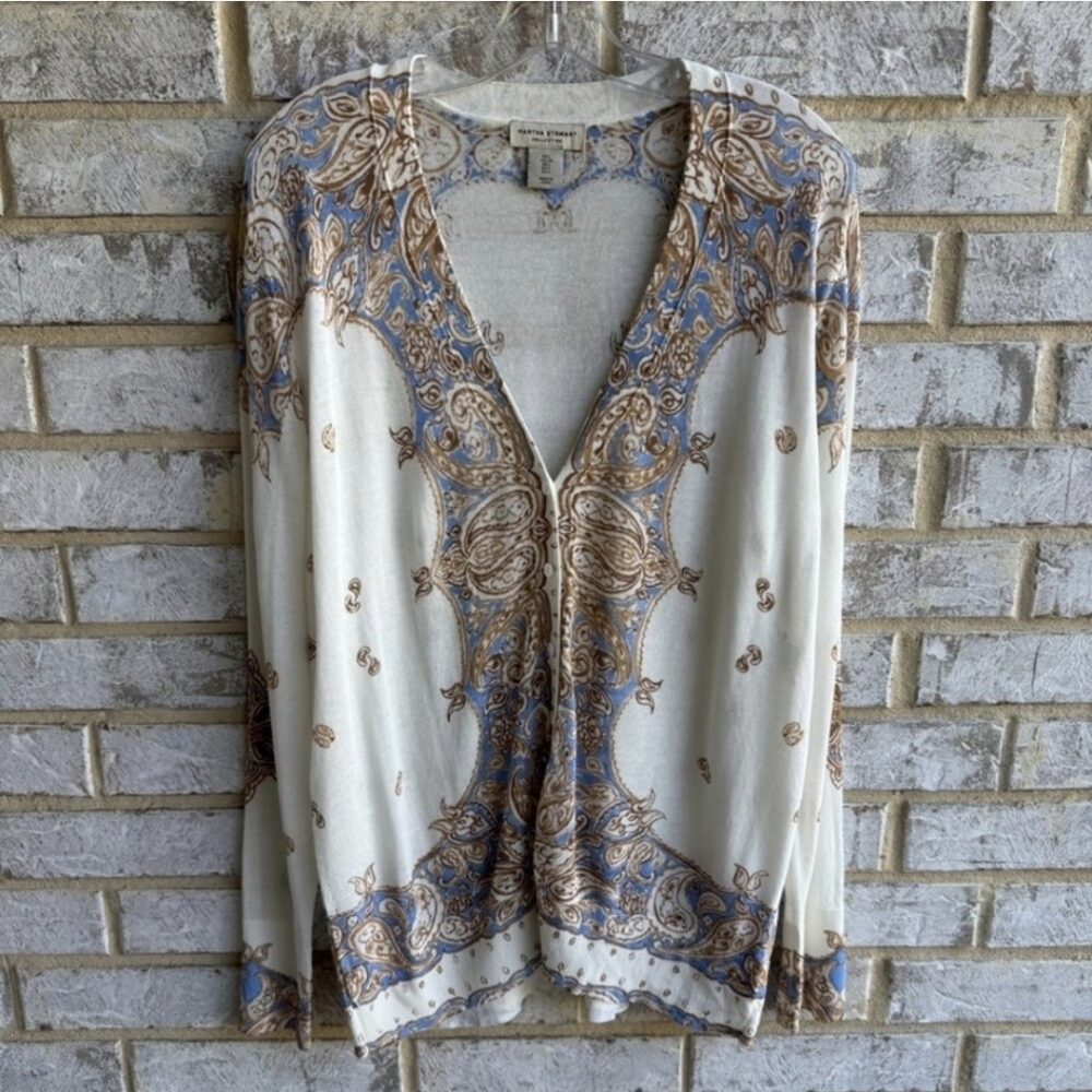 Martha Stewart Boho Cream and Blue Cardigan